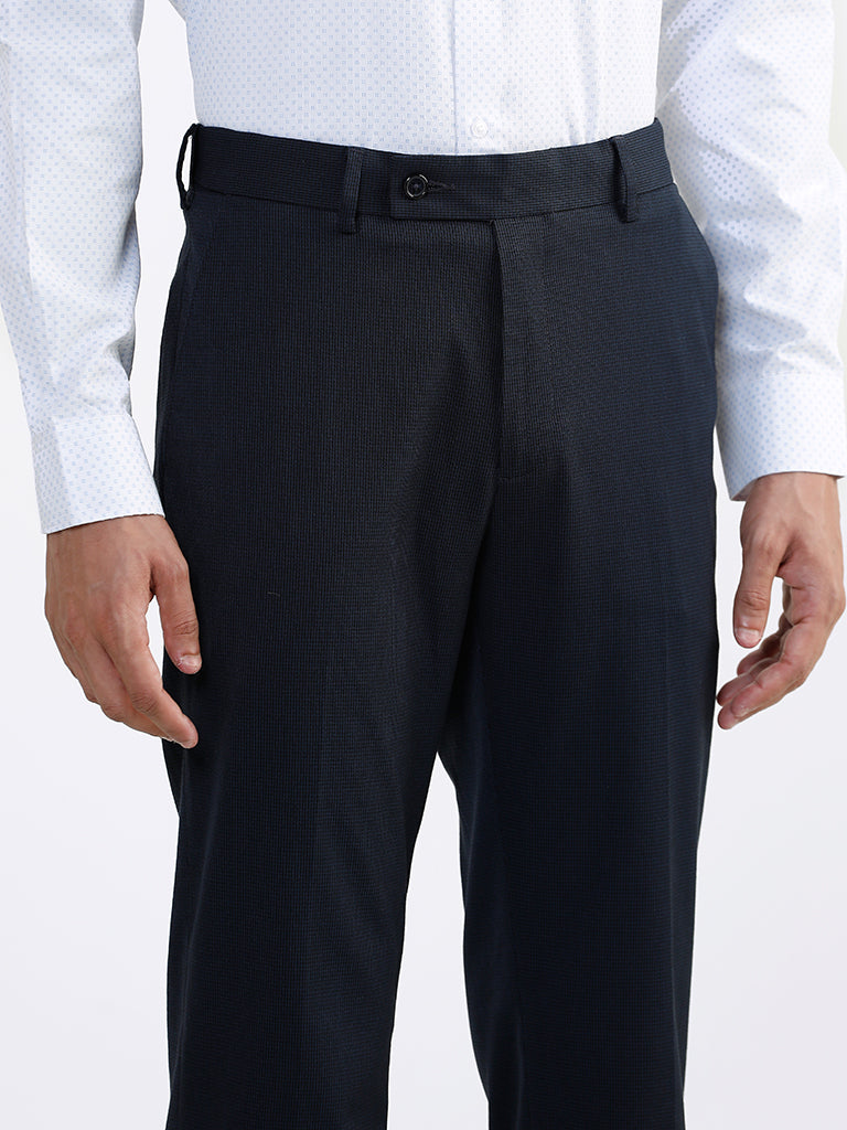 WES Formals by Westside Solid Dark Khaki Carrot Fit Trousers